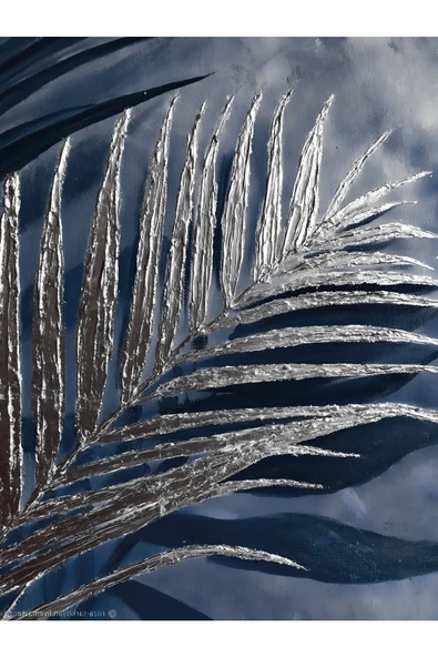 Harikabirev HARİKABİREV|LACİVERT-GRİ RENK ÇİÇEK YAPRAK KOMBİN 001 |ÇERÇEVELİ CAM TABLO TEMPERLİ 3LÜ DİKEY - Resim 5