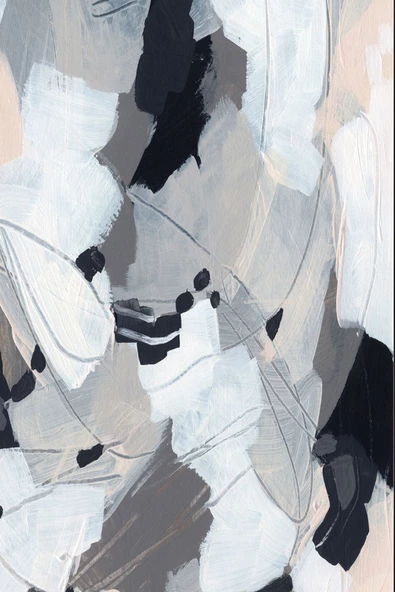 Harikabirev HARİKABİREV|SİYAH-BEYAZ RENK ÇİÇEK-SOYUT KOMBİNİ 02 |ÇERÇEVELİ TEMPERLİ CAM TABLO 3LÜ YATAY - Resim 2