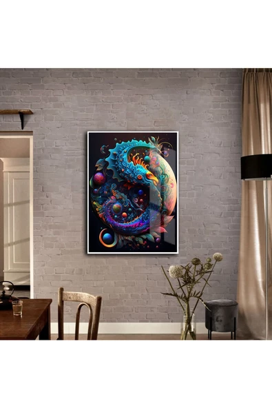 Harikabirev HARİKABİREV|HAYVAN TABLOSU SOYUT HAYVANLAR ALEMİ |ÇERÇEVELİ TEMPERLİ CAM TABLO TEKLİ DİKEY ürün görseli