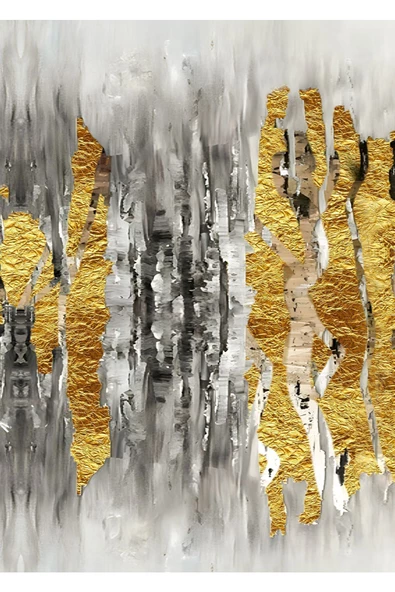 Harikabirev HARİKABİREV|GOLD-GRİ-BEYAZ RENK SOYUT KOMBİN 005 |ÇERÇEVELİ CAM TABLO TEMPERLİ 3LÜ DİKEY - Resim 4