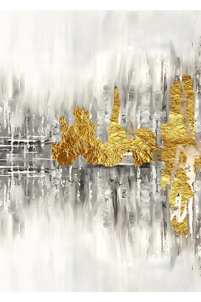 Harikabirev HARİKABİREV|GOLD-GRİ-BEYAZ RENK SOYUT KOMBİN 005 |ÇERÇEVELİ CAM TABLO TEMPERLİ 3LÜ DİKEY - Resim 2