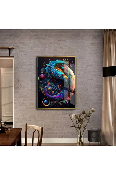 Harikabirev HARİKABİREV|HAYVAN TABLOSU SOYUT HAYVANLAR ALEMİ |ÇERÇEVELİ TEMPERLİ CAM TABLO TEKLİ DİKEY ürün görseli