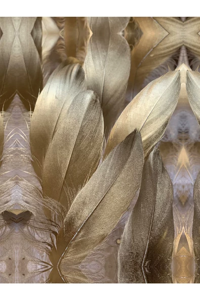 Harikabirev HARİKABİREV|LACİVERT- GOLD RENK KANAT-TÜY KOMBİN 009|ÇERÇEVELİ CAM TABLO TEMPERLİ 3LÜ DİKEY - Resim 3