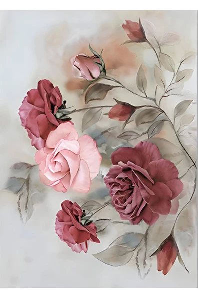 Harikabirev HARİKABİREV|SOLUK PEMBE RENK ÇİÇEK DEMETİ KOMBİN 006|ÇERÇEVELİ CAM TABLO TEMPERLİ 3LÜ DİKEY - Resim 4