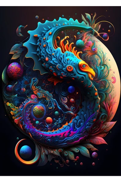 Harikabirev HARİKABİREV|HAYVAN TABLOSU SOYUT HAYVANLAR ALEMİ |ÇERÇEVELİ TEMPERLİ CAM TABLO TEKLİ DİKEY - Resim 2