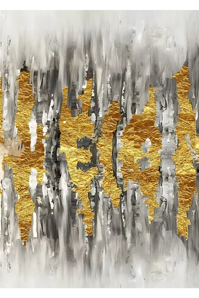 Harikabirev HARİKABİREV|GOLD-GRİ-BEYAZ RENK SOYUT KOMBİN 005 |ÇERÇEVELİ CAM TABLO TEMPERLİ 3LÜ DİKEY - Resim 3