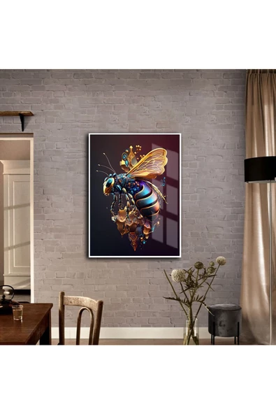 Harikabirev HARİKABİREV|HAYVAN TABLOSU SOYUT ARI |ÇERÇEVELİ TEMPERLİ CAM TABLO TEKLİ DİKEY ürün görseli