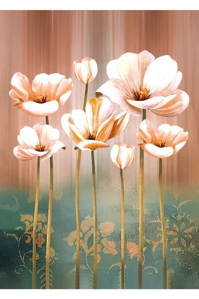 Harikabirev HARİKABİREV|TARÇIN-YEŞİL RENK ÇİÇEK KOMBİNİ |ÇERÇEVELİ CAM TABLO 2Lİ DİKEY - Resim 2