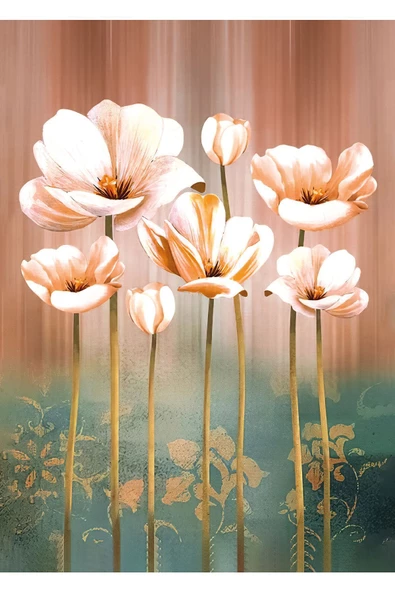 Harikabirev HARİKABİREV|TARÇIN-YEŞİL RENK ÇİÇEK KOMBİNİ |ÇERÇEVELİ CAM TABLO 2Lİ DİKEY - Resim 3