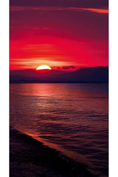 Harikabirev HARİKABİREV|KIRMIZI RENK YAZ-DENİZ MANZARASI|ÇERÇEVELİ TEMPERLİ CAM TABLO 3LÜ DİKEY - Resim 3