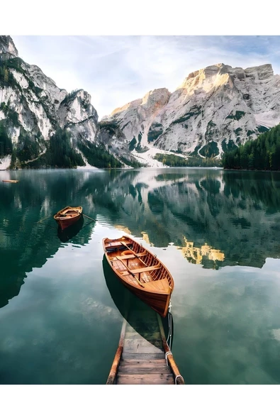 Harikabirev HARİKABİREV|MAVİ RENK DENİZ GÖL MANZARA KOMBİNİ |ÇERÇEVELİ TEMPERLİ CAM TABLO 3LÜ DİKEY - Resim 4