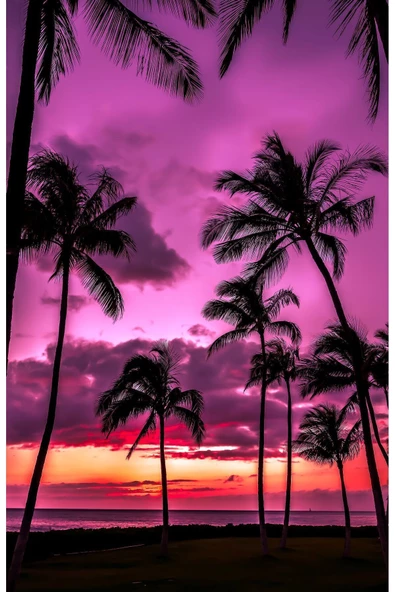 Harikabirev HARİKABİREV|MOR RENK KOMBİNİ YAZ MANZARASI DENİZ KENARI |ÇERÇEVELİ TEMPERLİ CAM TABLO 3LÜ DİKEY - Resim 2