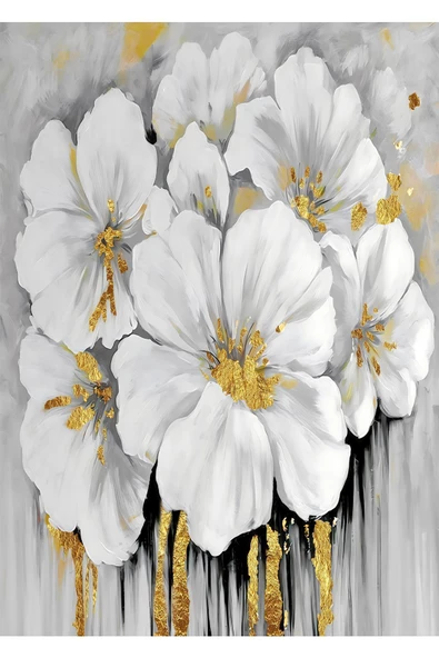 Harikabirev HARİKABİREV|GOLD-GRİ SEVİLEN ÇİÇEK TABLOSU 05 |ÇERÇEVELİ TEMPERLİ CAM TABLO TEKLİ DİKEY - Resim 2