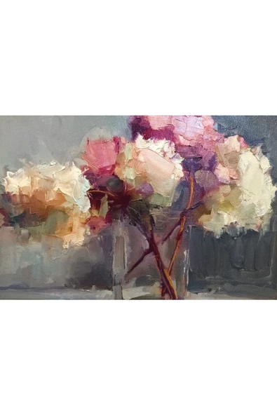 Harikabirev HARİKABİREV|MOR-VİZON ÇİÇEK TABLOSU |ÇERÇEVELİ CAM TABLO TEKLİ YATAY - Resim 2