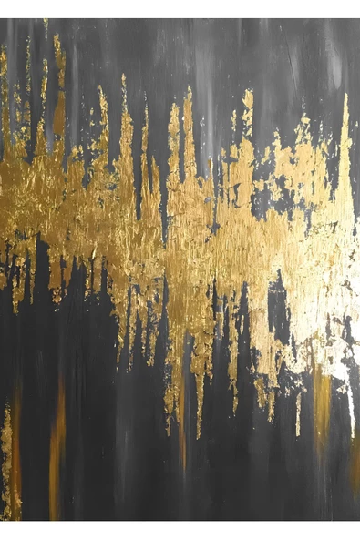 Harikabirev HARİKABİREV|GRİ-GOLD KOMBİNİ SOYUT ŞEKİLER 4 |ÇERÇEVELİ CAM TABLO 2Lİ DİKEY - Resim 2