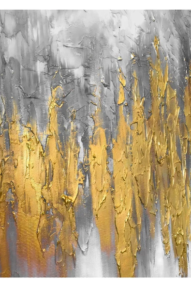 Harikabirev HARİKABİREV|GRİ-GOLD KOMBİNİ SOYUT ŞEKİLER 4 |ÇERÇEVELİ CAM TABLO 2Lİ DİKEY - Resim 3