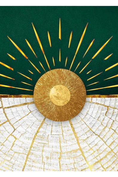 Harikabirev HARİKABİREV|ZÜMRÜT-GOLD KOMBİNİ SOYUT ŞEKİLLER KOMBİNİ |ÇERÇEVELİ TEMPERLİ CAM TABLO 3LÜ DİKEY - Resim 3