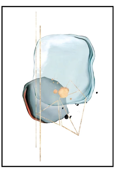 Harikabirev HARİKABİREV|AÇIKMAVİ-GOLD VEKTÖREL KOMBİN|ÇERÇEVELİ TEMPERLİ CAM TABLO 3LÜ DİKEY - Resim 2