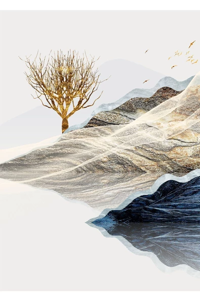 Harikabirev HARİKABİREV|LACİVERT-GOLD KOMBİNİ 2 GEYİK KOMBİNİ |ÇERÇEVELİ TEMPERLİ CAM TABLO 3LÜ DİKEY - Resim 2