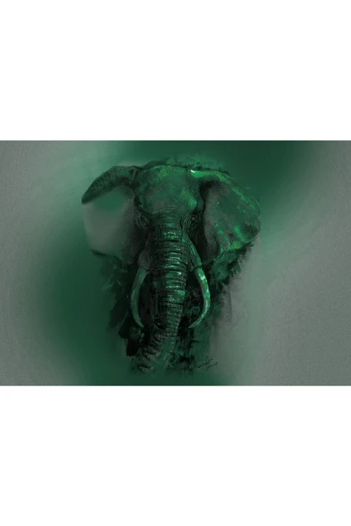 Harikabirev HARİKABİREV|ZÜMRÜT-GÜMÜŞ KOMBİNİ FİL-TÜY KOMBİN|ÇERÇEVELİ TEMPERLİ CAM TABLO 3LÜ DİKEY - Resim 3