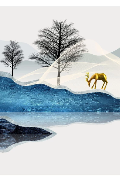 Harikabirev HARİKABİREV|LACİVERT-GOLD KOMBİNİ 2 GEYİK KOMBİNİ |ÇERÇEVELİ TEMPERLİ CAM TABLO 3LÜ DİKEY - Resim 4