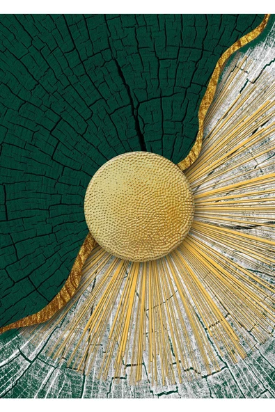 Harikabirev HARİKABİREV|ZÜMRÜT-GOLD KOMBİNİ SOYUT ŞEKİLLER KOMBİNİ |ÇERÇEVELİ TEMPERLİ CAM TABLO 3LÜ DİKEY - Resim 2