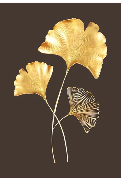 Harikabirev HARİKABİREV|GOLD-KAHVERENGİ ÇİÇEK SOYUT YAPRAK KOMBİNİ|ÇERÇEVELİ TEMPERLİ CAM TABLO 3LÜ DİKEY - Resim 2