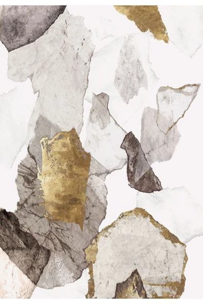 Harikabirev HARİKABİREV|SOFT-BEYAZ-GOLD KAYIK-SOYUT KOMBİNİ|ÇERÇEVELİ TEMPERLİ CAM TABLO 3LÜ DİKEY - Resim 4