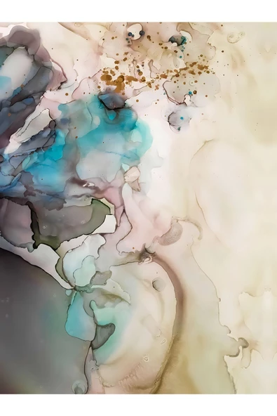 Harikabirev HARİKABİREV|SOFT TURKUAZ EN ŞIK SOYUT-PÜSKÜL KOMBİNİ|ÇERÇEVELİ TEMPERLİ CAM TABLO 3LÜ DİKEY - Resim 4