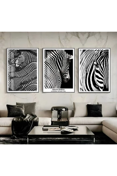 Harikabirev HARİKABİREV|SİYAH-BEYAZ EN ŞIK ZEBRA KOMBİNİ|ÇERÇEVELİ TEMPERLİ CAM TABLO 3LÜ DİKEY ürün görseli