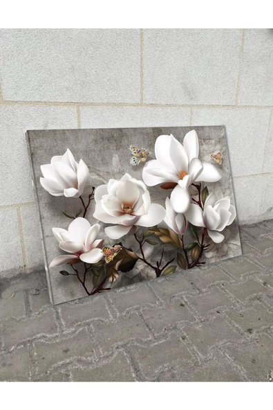 Harikabirev HARİKABİREV|GRİ-GOLD KOMBİNİ EN ÇOK SEVİLEN ÇİÇEK TABLOSU VİDEOLU|ÇERÇEVESİZ KANVAS TABLO - Resim 2