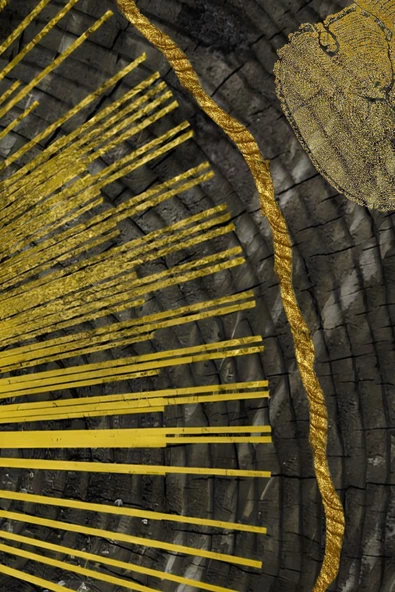 Harikabirev HARİKABİREV|TURKUAZ-GOLD EN ŞIK SOYUT KOMBİNİ|ÇERÇEVELİ TEMPERLİ CAM TABLO 3LÜ DİKEY - Resim 2