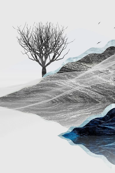 Harikabirev HARİKABİREV|LACİVERT-GÜMÜŞ KOMBİNİ ÇİÇEK-GEYİK KOMBİNİ |ÇERÇEVELİ TEMPERLİ CAM TABLO 3LÜ YATAY - Resim 3