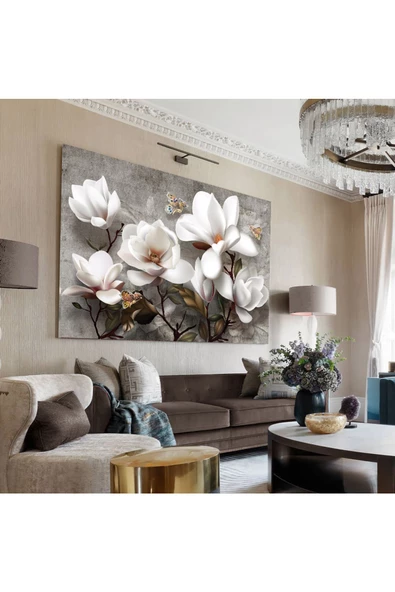 Harikabirev HARİKABİREV|GRİ-GOLD KOMBİNİ EN ÇOK SEVİLEN ÇİÇEK TABLOSU VİDEOLU|ÇERÇEVESİZ KANVAS TABLO ürün görseli