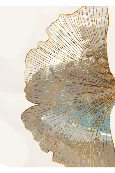 Harikabirev | Turkuaz-gold Sonsuzluk Çiçeği Kombini 2|çerçeveli Temperli Cam Tablo 3lü Dikey - Resim 4