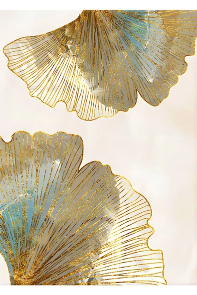 Harikabirev | Turkuaz-gold Sonsuzluk Çiçeği Kombini 2|çerçeveli Temperli Cam Tablo 3lü Dikey - Resim 3