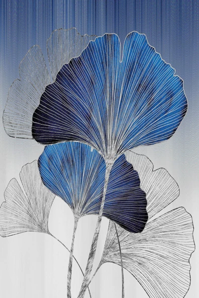 Harikabirev |lacivert-gümüş Kombini Sonsuzluk Çiçekleri|çerçeveli Temperli Cam Tablo 2li Dikey - Resim 4