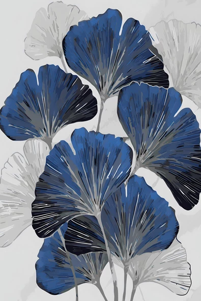 Harikabirev |lacivert-gümüş Kombini Sonsuzluk Çiçekleri|çerçeveli Temperli Cam Tablo 2li Dikey - Resim 3