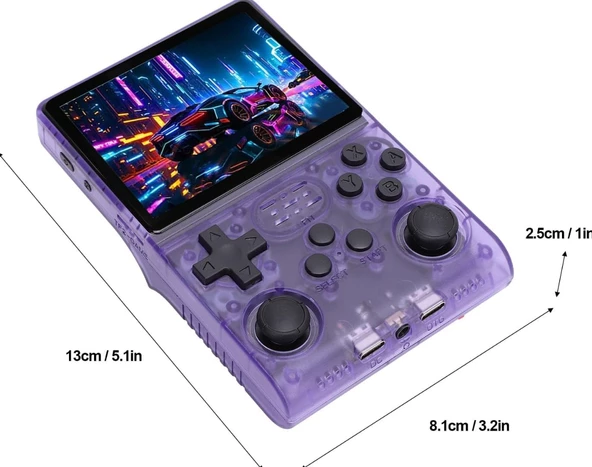 Retro El Oyun Konsolu 3.5 inç IPS HD Ekran  30000 Oyun Desteği 64 GB Hediye (şeffaf mor) - 6