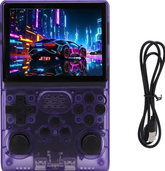Retro El Oyun Konsolu 3.5 inç IPS HD Ekran  30000 Oyun Desteği 64 GB Hediye (şeffaf mor) - 7