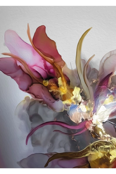 Harikabirev HARİKABİREV|PEMBE-GRİ-GOLD SOYUT ÇİÇEK KOMBİNİ |PLEKSİ ÇERÇEVELİ MDF TABLO KRFZ - Resim 3