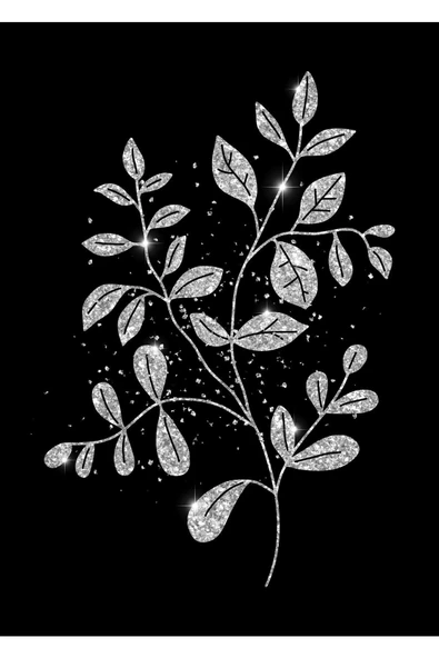 Harikabirev HARİKABİREV|GÜMÜŞ-SİYAH ÇİÇEK KOMBİNİ|PLEKSİ ÇERÇEVELİ MDF TABLO KRFZ - Resim 2