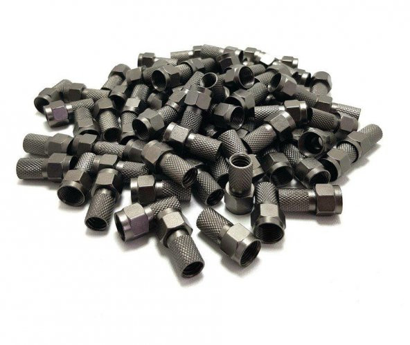 RG6-U6 Black Contalı Siyah F Konnektör 100 Adet - 1