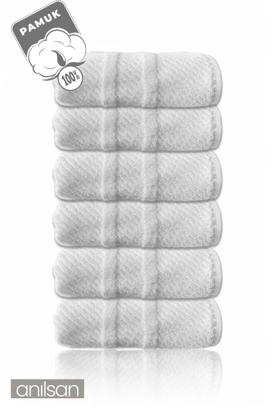 6'lı Beyaz Jakarlı El Havlusu - 50x90 Cm, 230 Gr, %100 Pamuk, Spa Ve Otel Havlusu, Günlük Kullanıma Uygun - 2