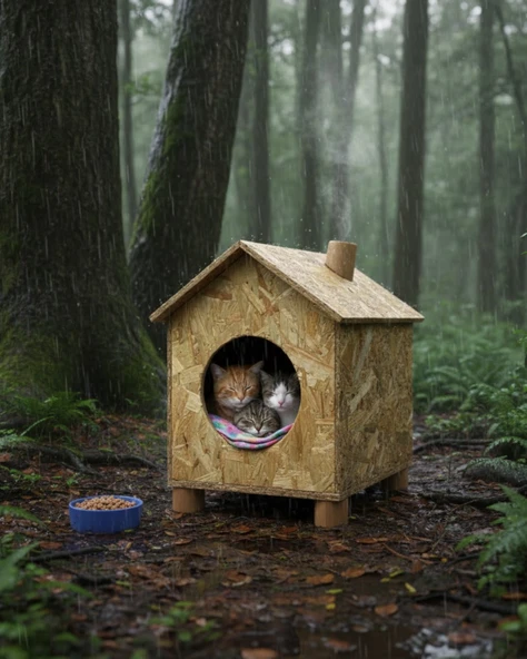 Reyo Kedi Evi Dış Ortam Uygun Ahşap Kedi Evi OSB 43x40x37 cm - CAT14 - Resim 2