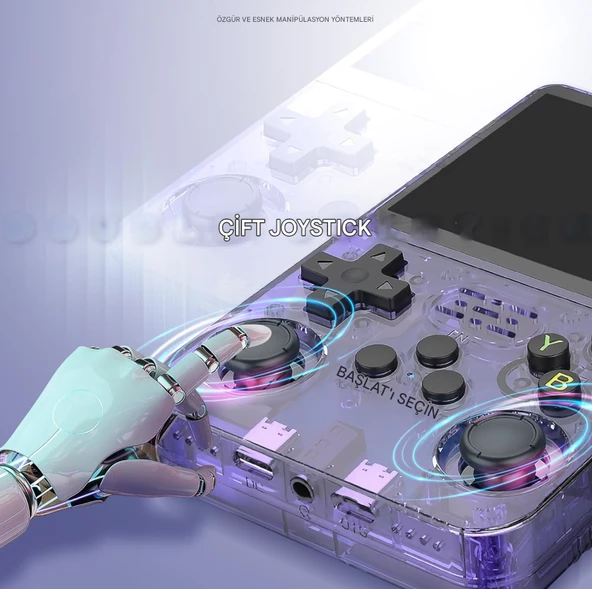 Retro El Oyun Konsolu3,5 inç IPS Ekran, Linux Sistemi, Taşınabilir Oyun ve Eğlence Cihazı, 64G TF Kartı Dahil Mor - 4