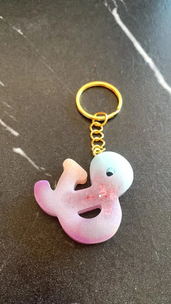 And Ve İşareti Gökkuşağı Renkleri Kırmızı Sim Süsleme Anahtarlık Gold Aksesuarlı El Yapımı Epoksi - 3