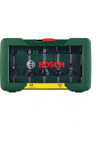 Bosch DIY 8 MM Şaftlı 12 Parça Freze Seti - 2607019466 - 2