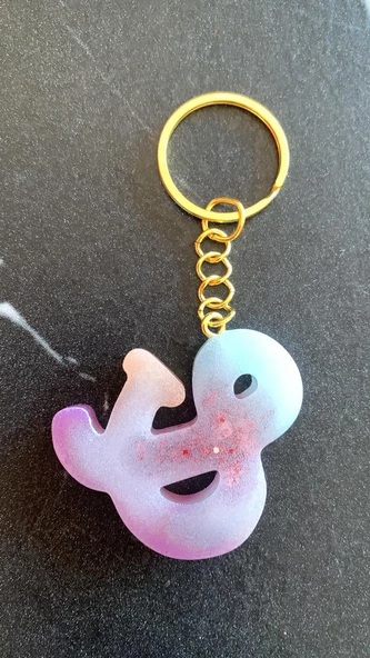 And Ve İşareti Gökkuşağı Renkleri Kırmızı Sim Süsleme Anahtarlık Gold Aksesuarlı El Yapımı Epoksi - 4