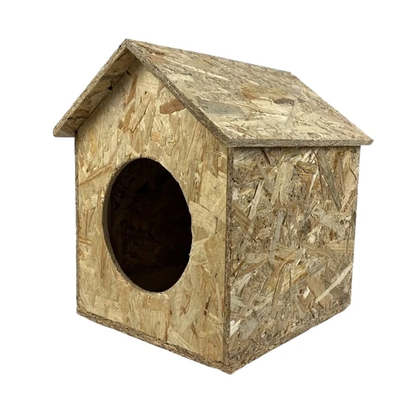 Reyo Kedi Evi Dış Ortam Uygun Ahşap Kedi Evi OSB 39x32x30 cm